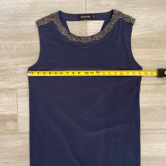 Scarlett Nite Dar Gray Sleeveless With Beaded Neckline Dress Size 10 - Picture 8 of 8